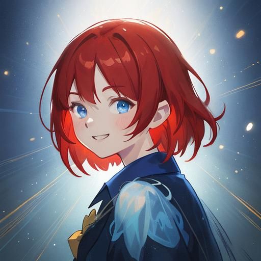 Happy Red-Haired Girl Portrait in Hyperdetailed Style