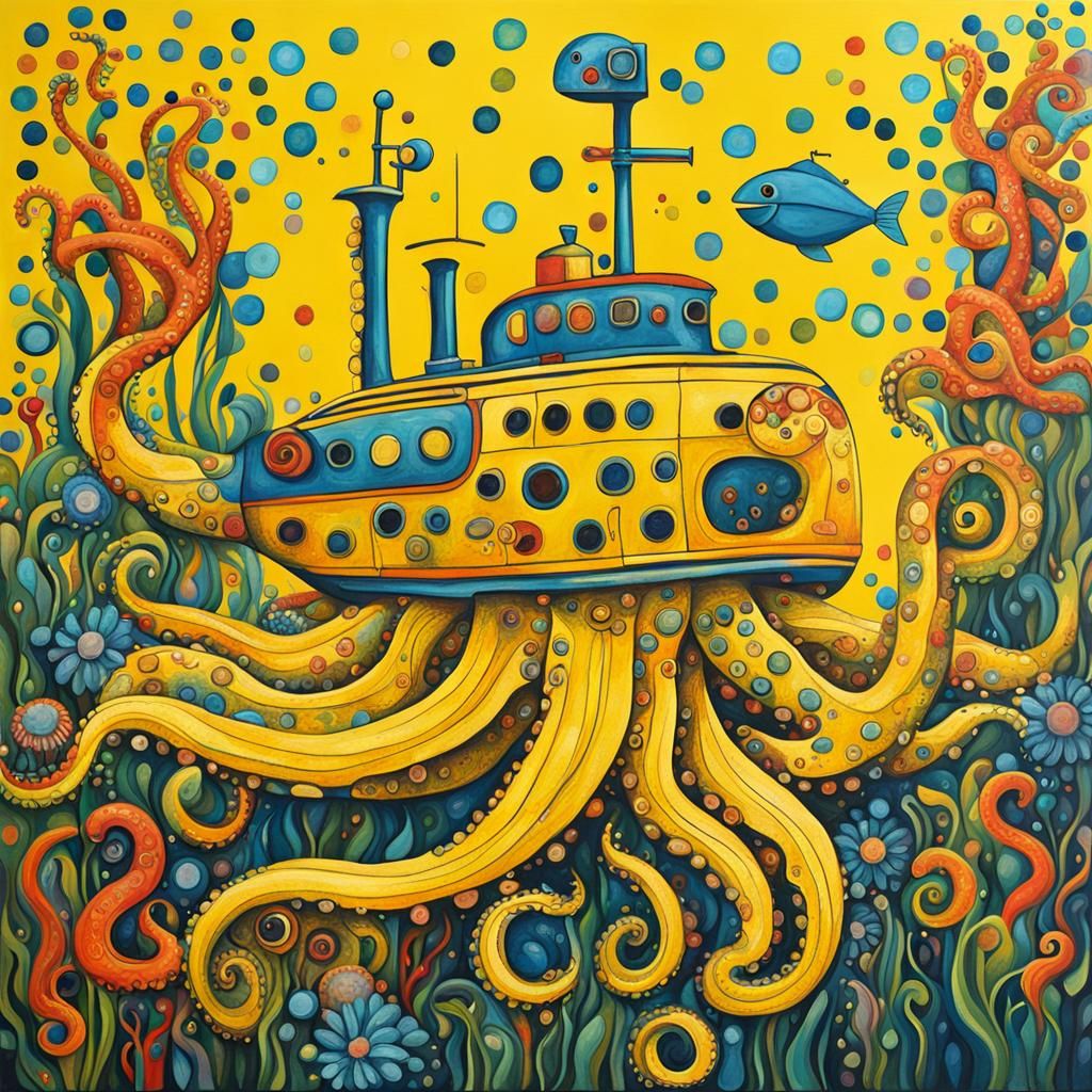 Yellow Submarine in Abstract Octopus Garden