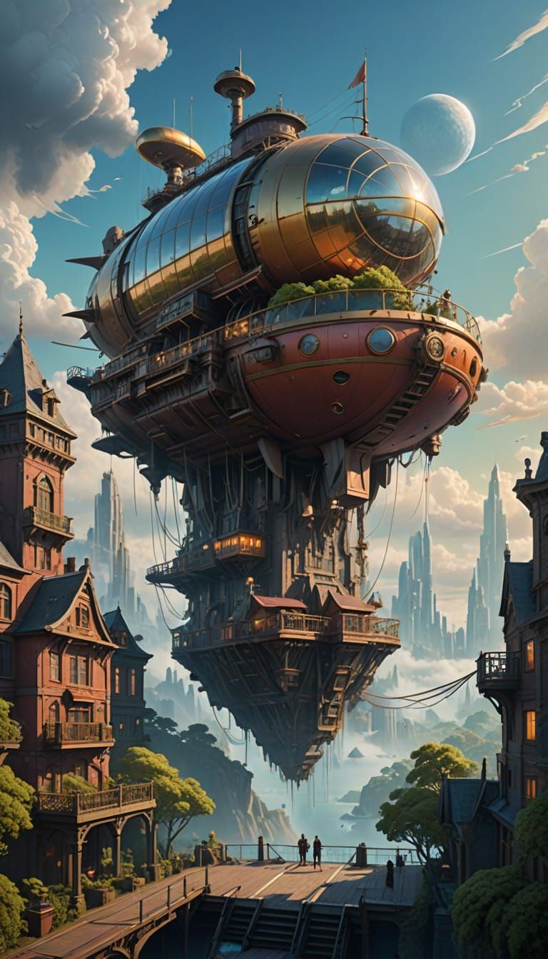 Futuristic Metropolis on Celestial Island