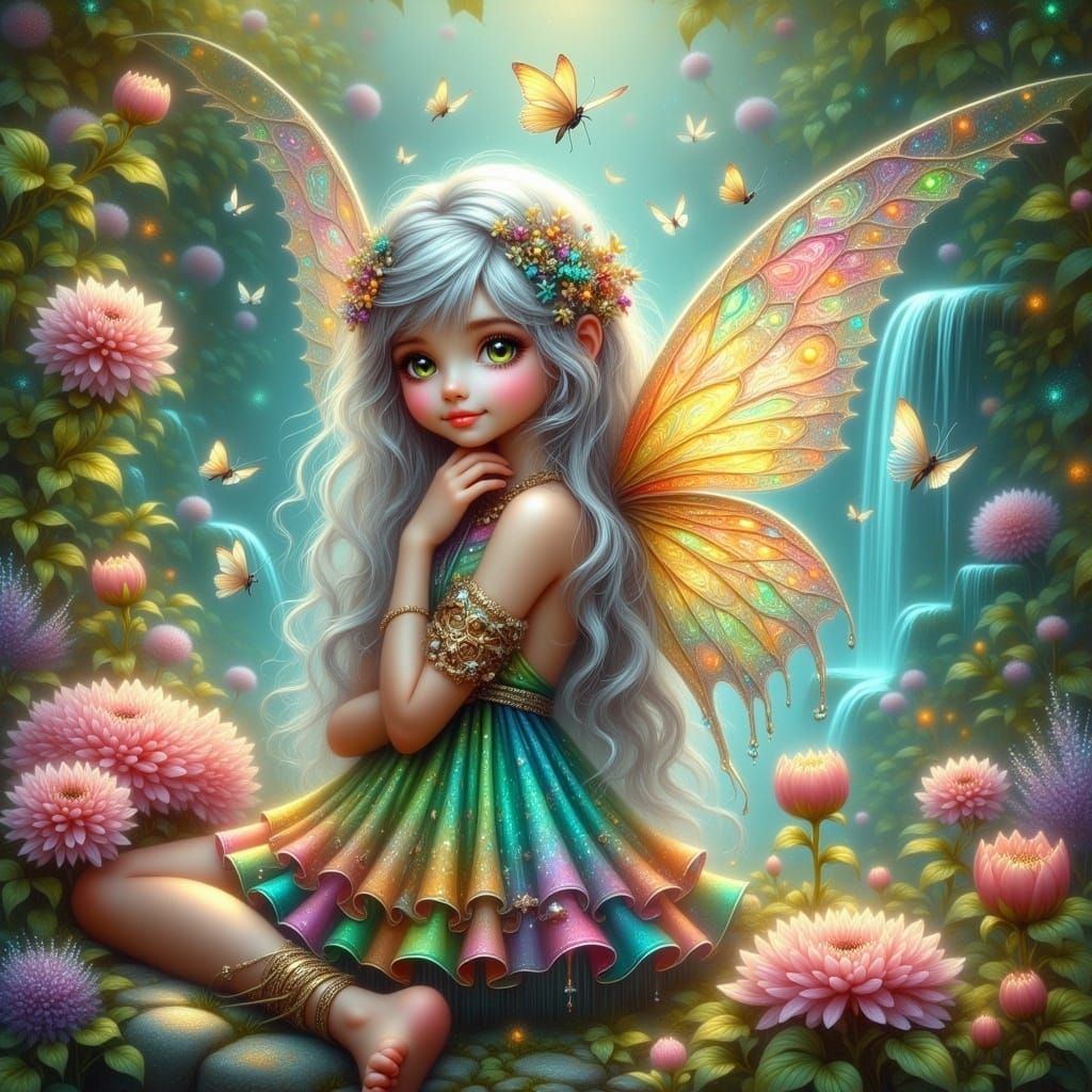 Whimsical Fairy Amidst Vibrant Forest