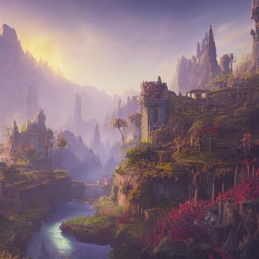 Fantastical Village Concept Art in Deep Color