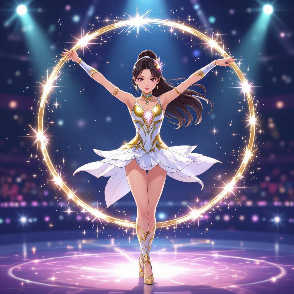 Magical Girl Gymnast Performs Meteor Hammer Routine