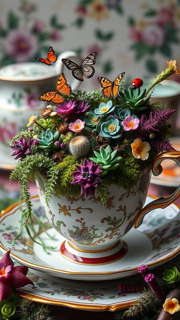 Teacup Ecosystem: Miniature World in Porcelain