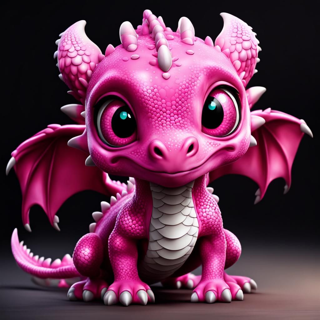 Adorable Pink Baby Dragon Cartoon