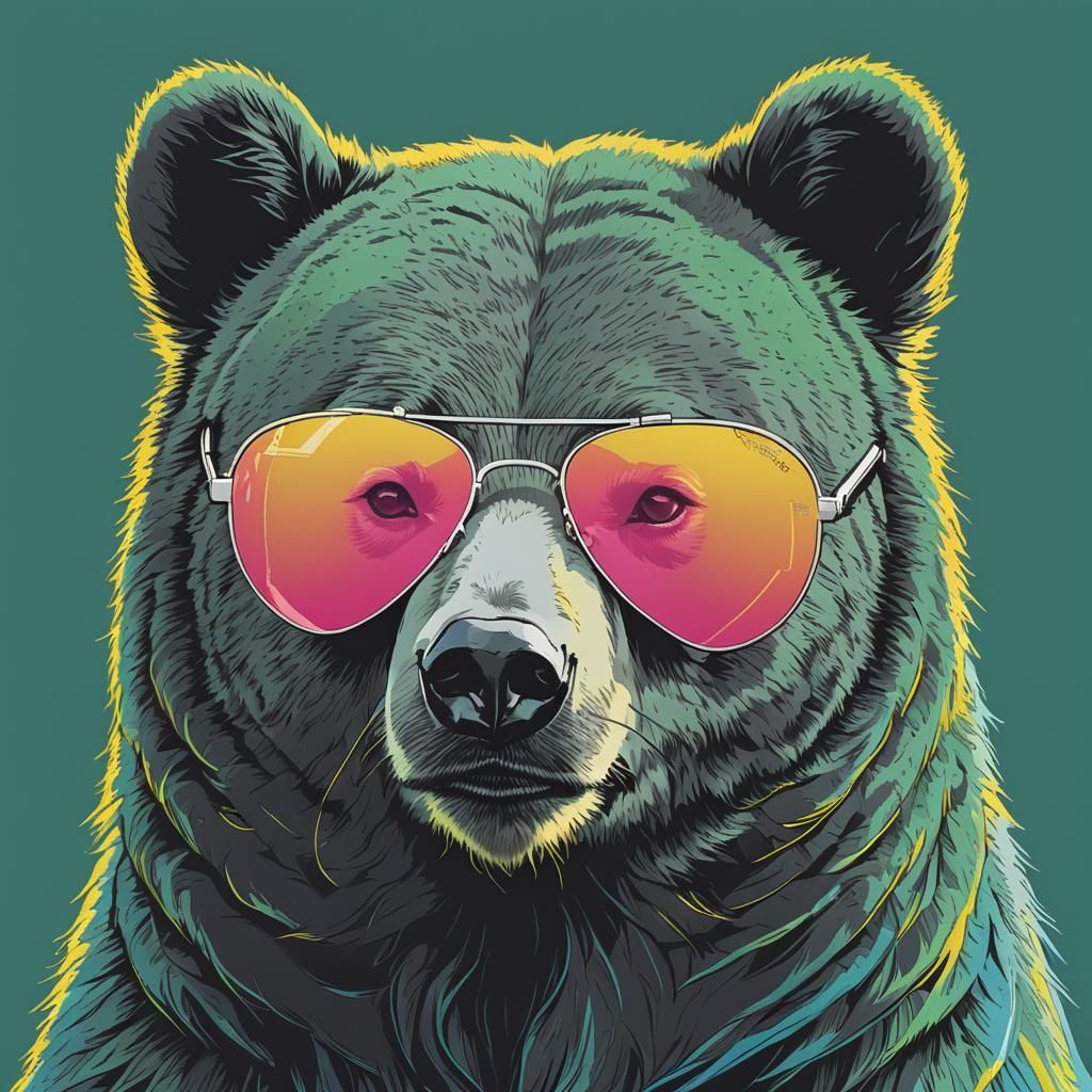 Pop Art Bear in Sunglasses: Fitness Apparel Design