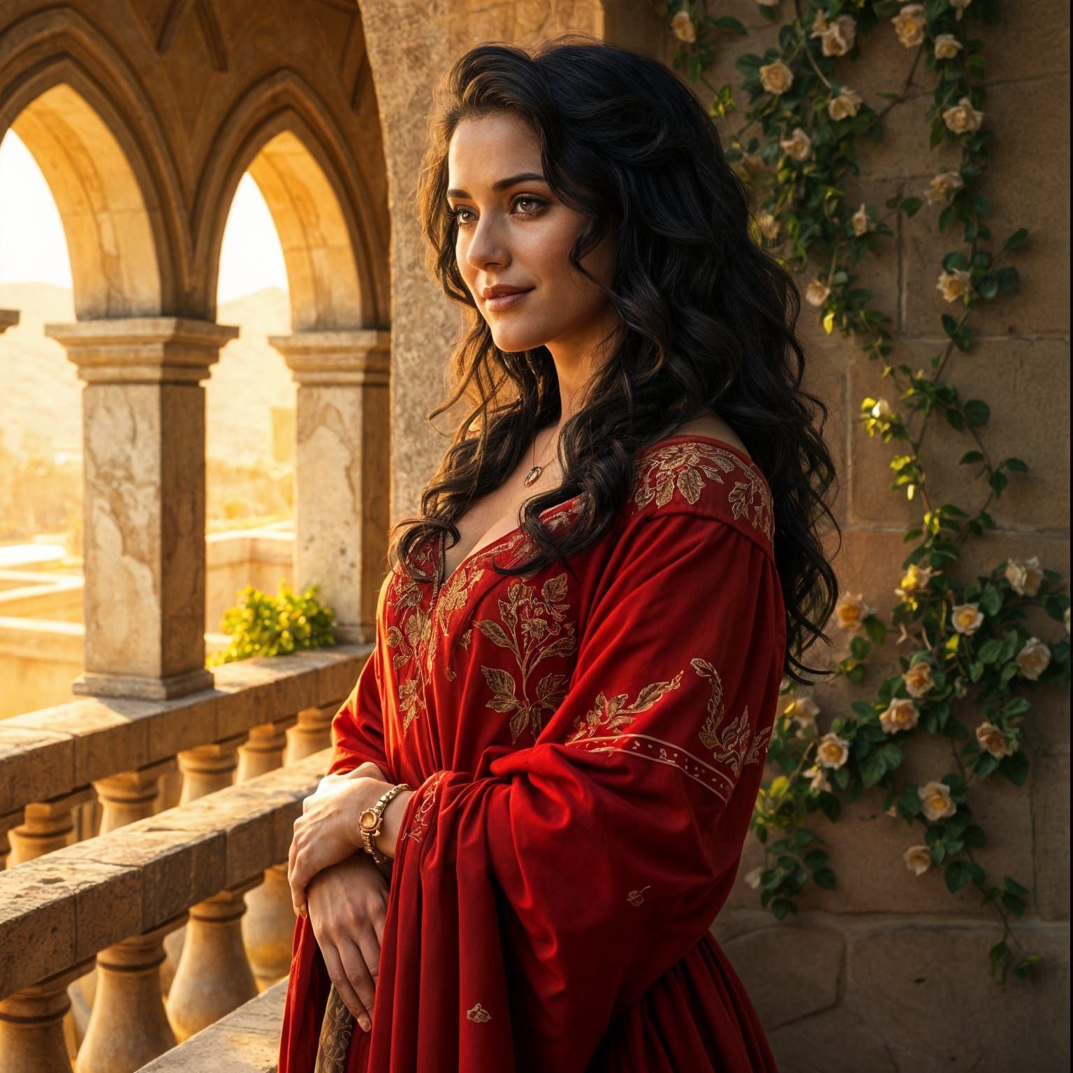 Sensual Dornish Noblewoman in Golden Desert Light