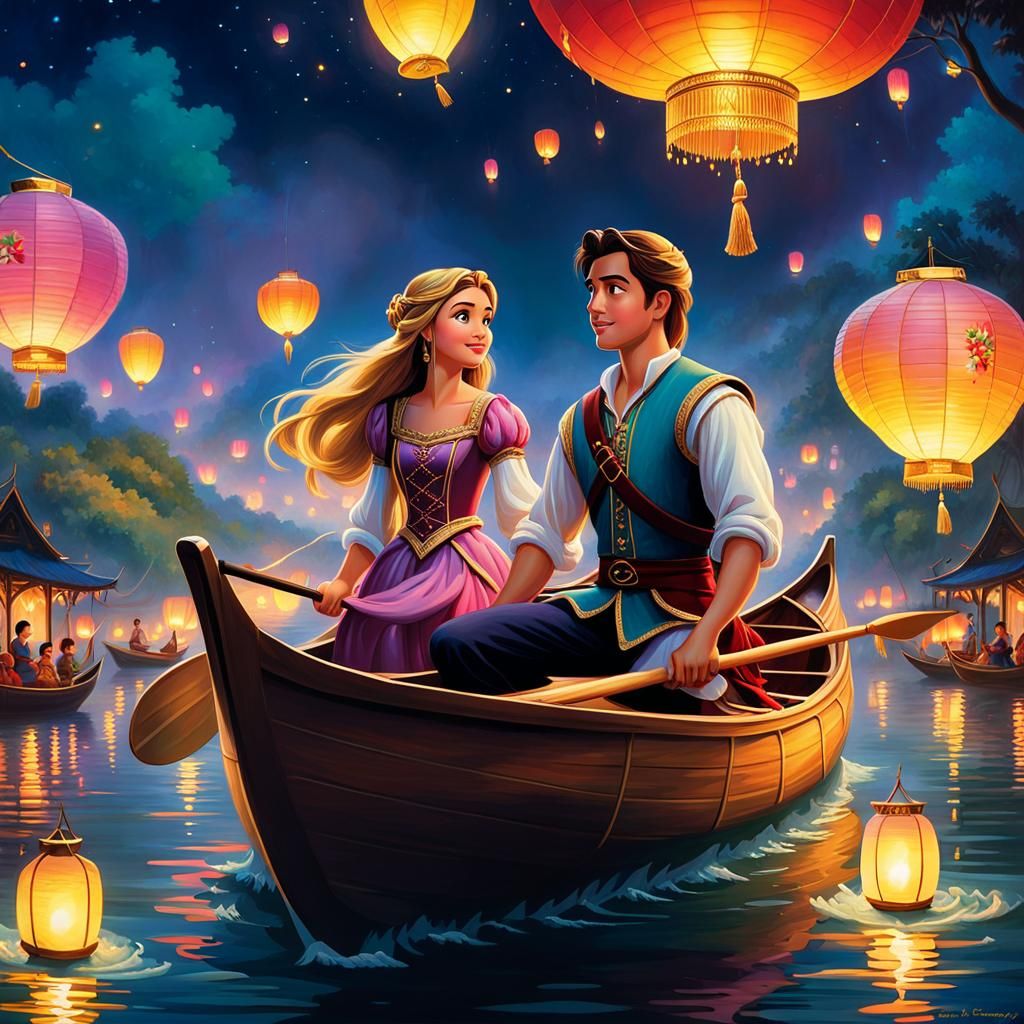 Rapunzel at Thailand Lantern Festival in Digital Art