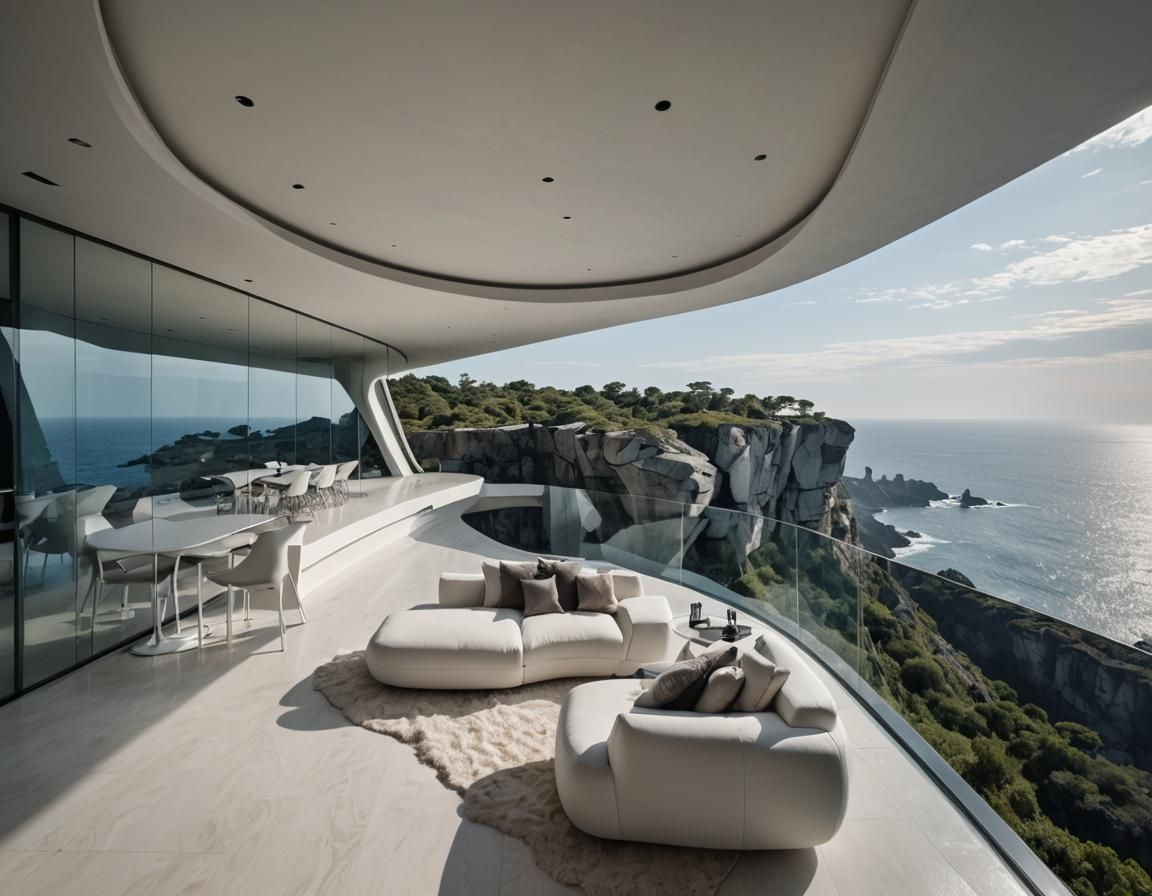 Dreamy Cliffside Villa in Fluid Architectural Style