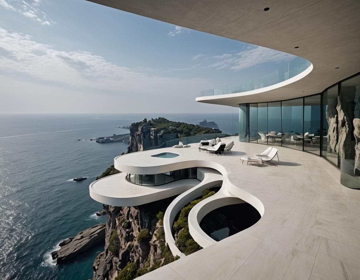 Dreamy Villa on Cliff Edge in Eerie Atmosphere