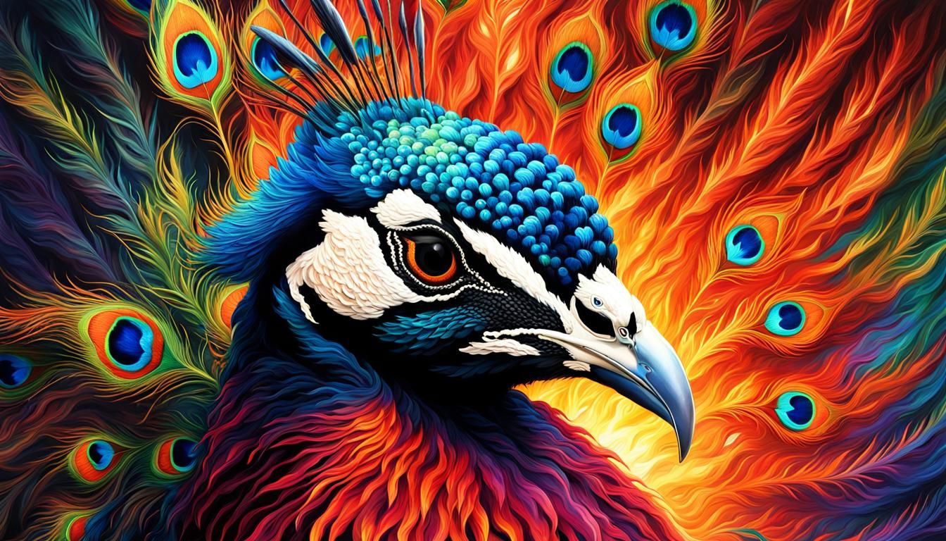 Infernal Flaming Peacock: Digital Illustration