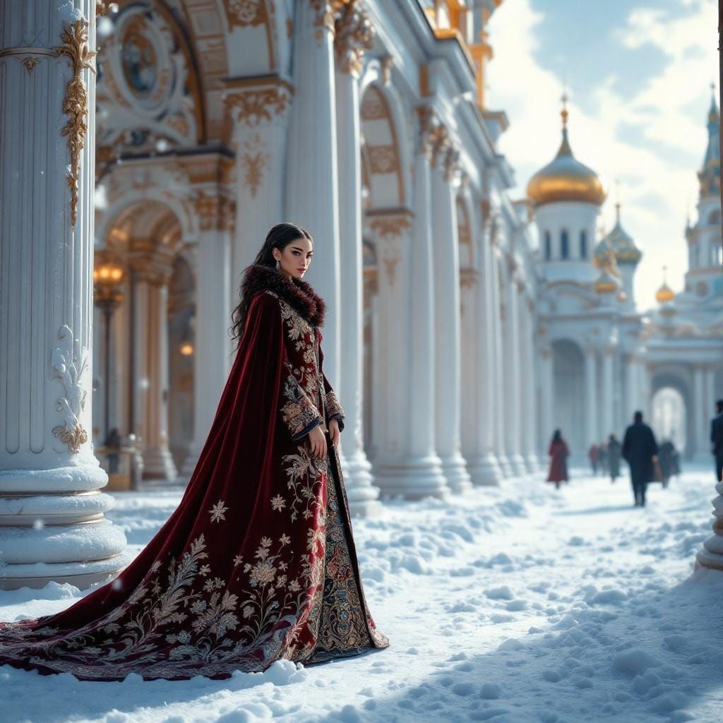 Winter Palace Courtyard: Exquisite Oil Realism