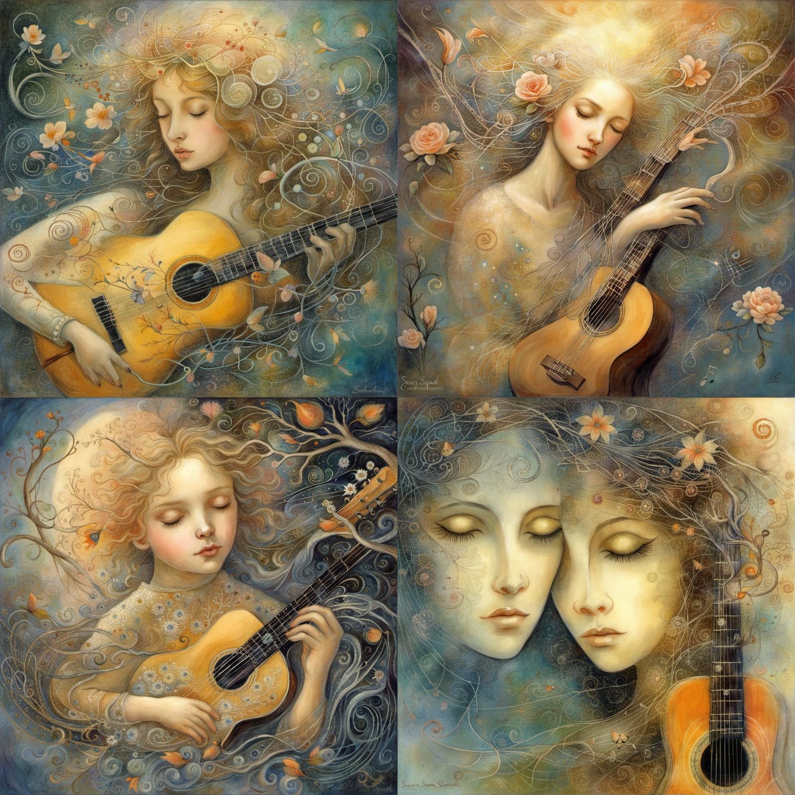 Surreal Eyes Reflecting Music and Nature in Fantasy Art