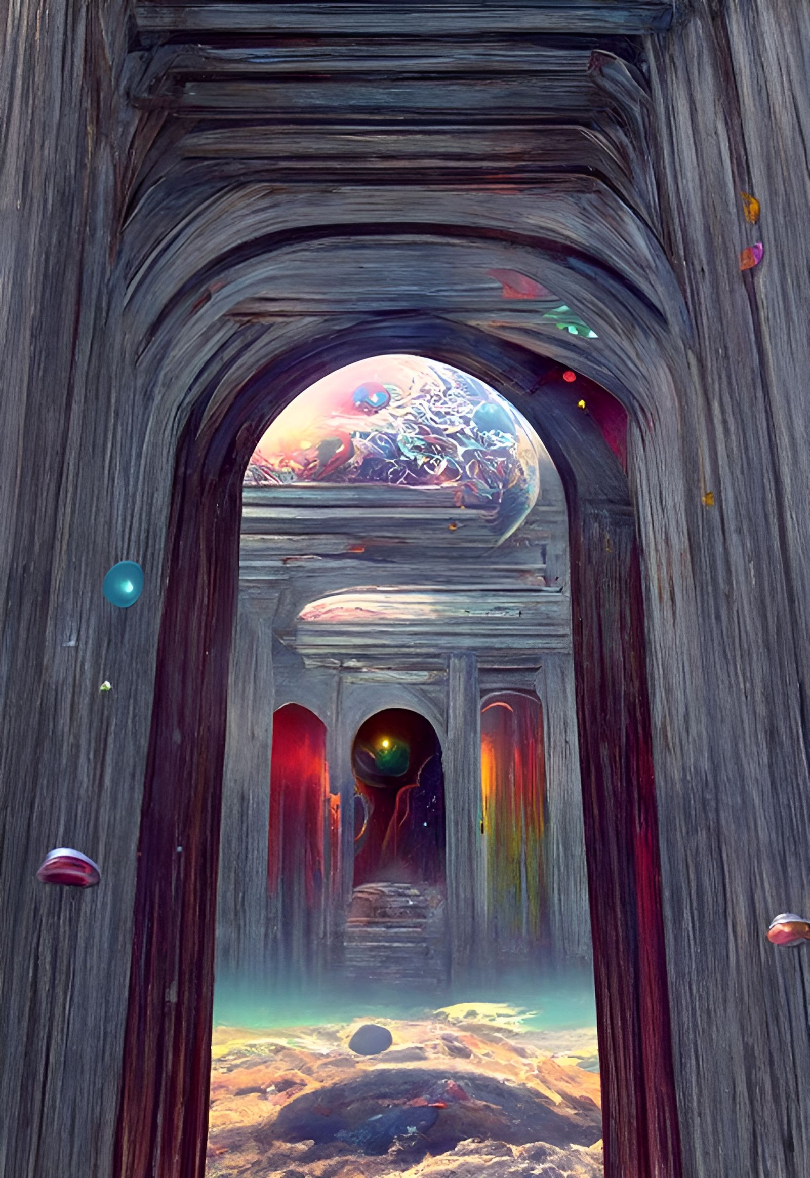 Cosmic Portal to Fantasy Universe in Surreal Style