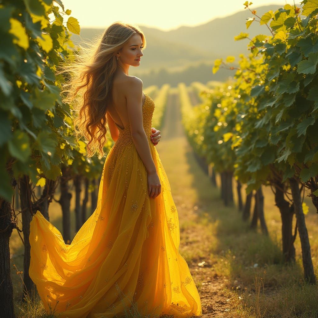 Tuscan Vineyard Beauty in Art Nouveau Style