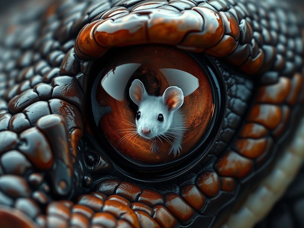 Snake Eye Reflecting Mouse in Dark Fantasy Style
