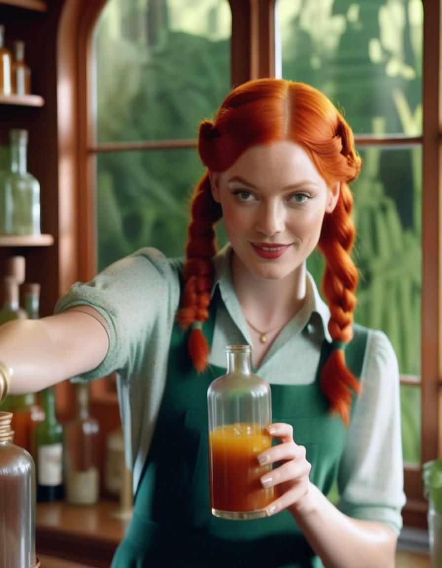 Woman Pouring Drink in 1930s Living Room