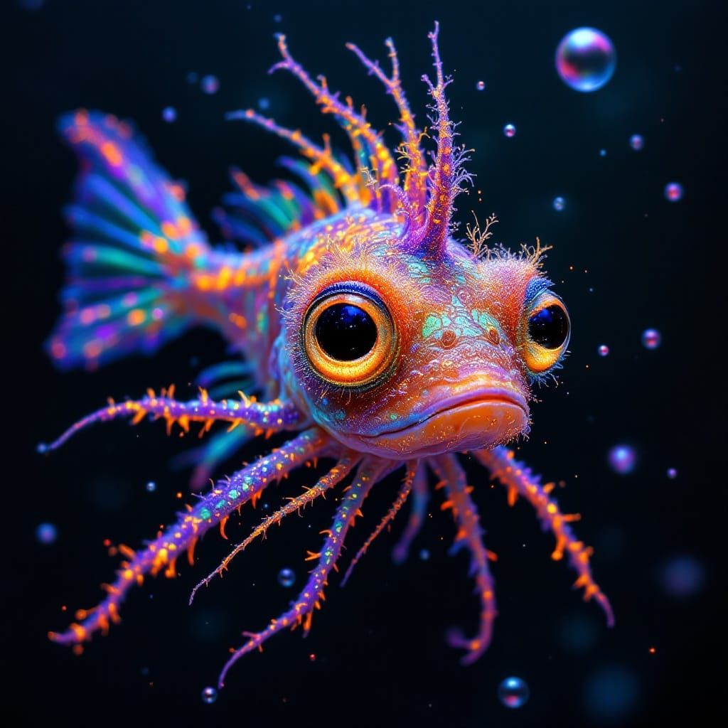 Whimsical Murex Scorpion Fish in Vibrant, Triadic Hues