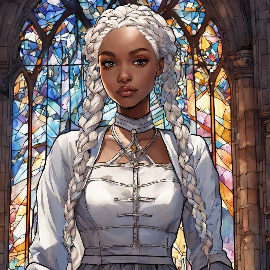 Angelic Anime Woman in Gothic Church