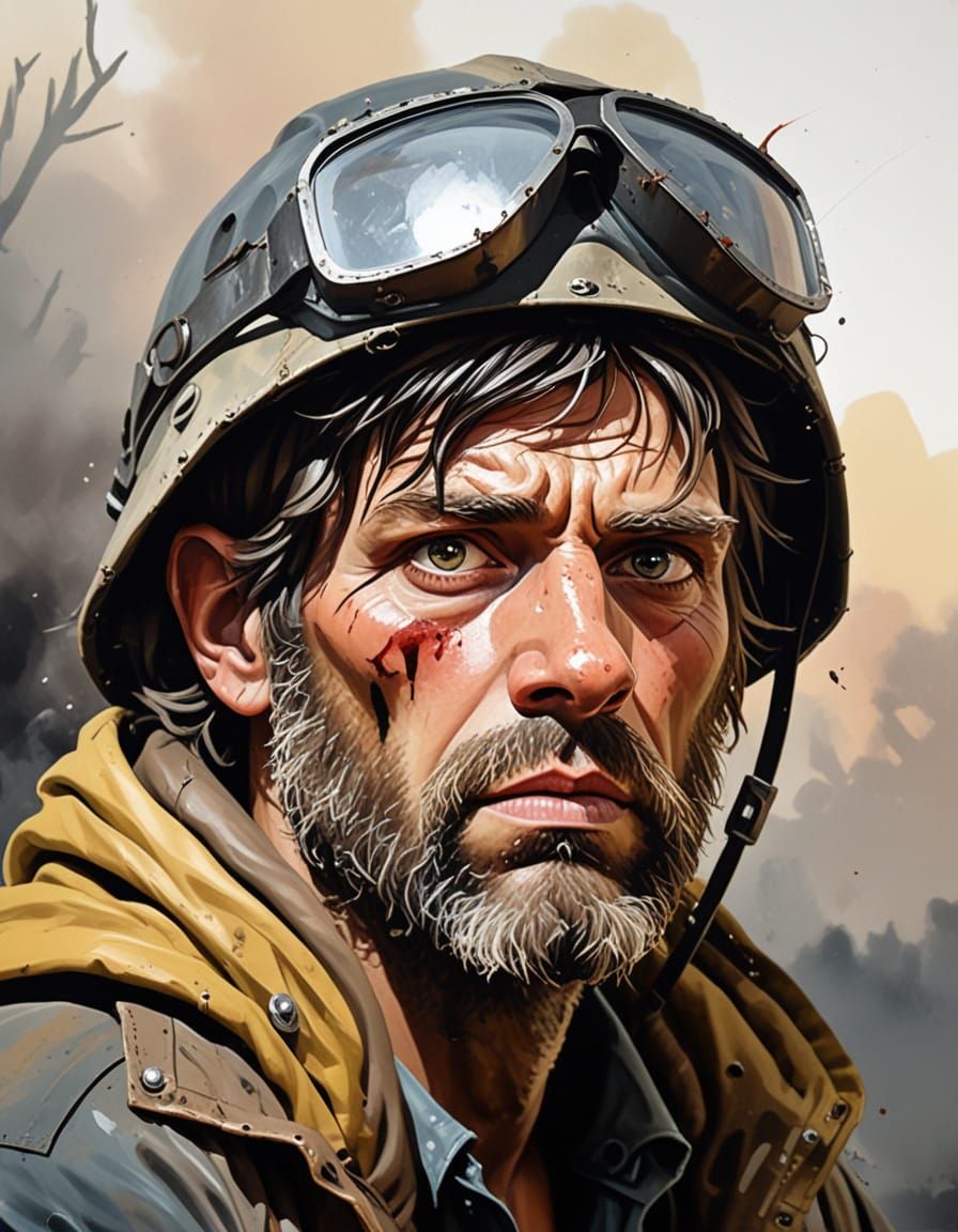 A Gouache Portrait of a Haunted Survivor
