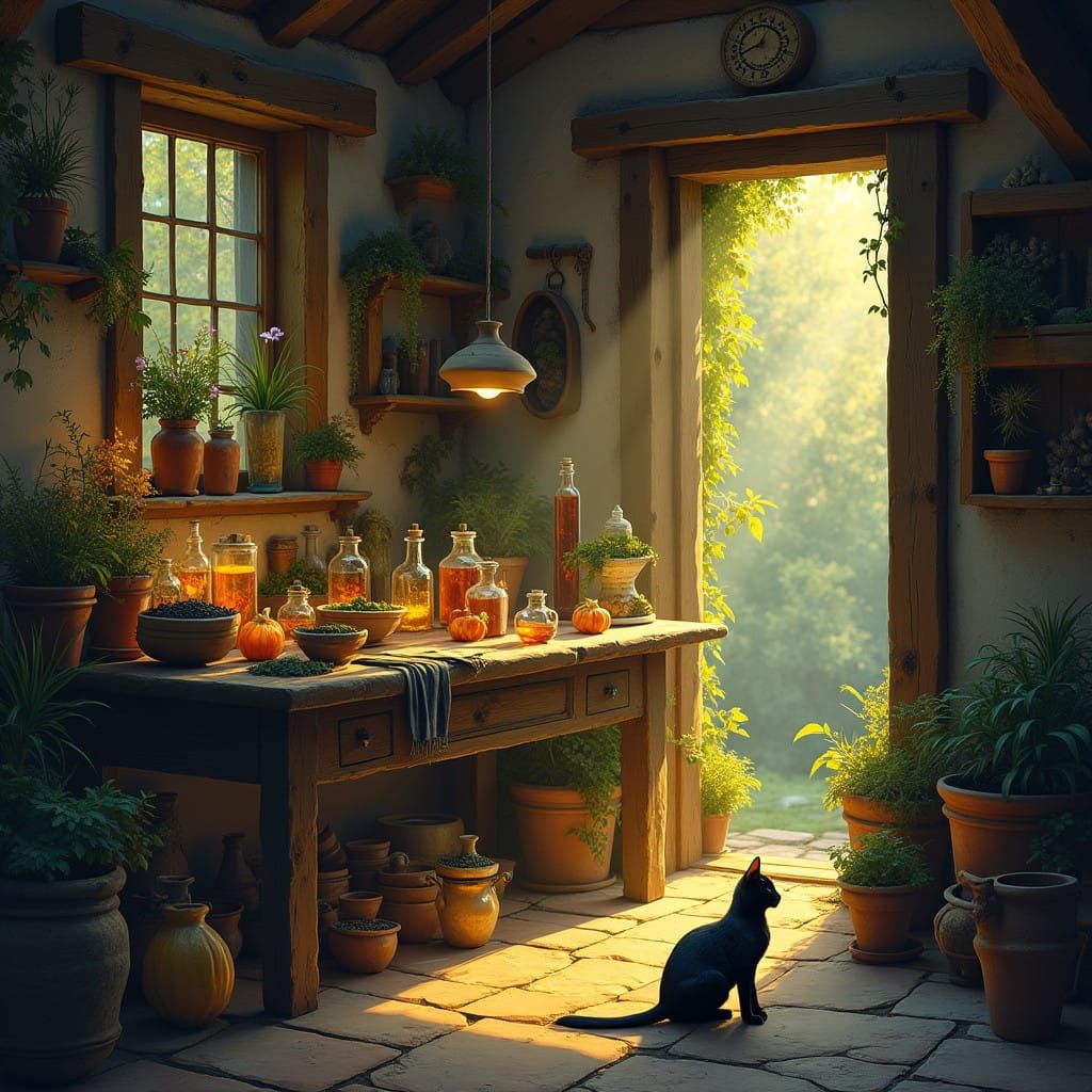 Enchanted Apothecary in Warm Golden Light