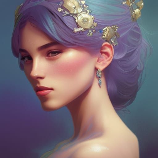 Hyperdetailed Prom Queen Portrait in Art Nouveau Style