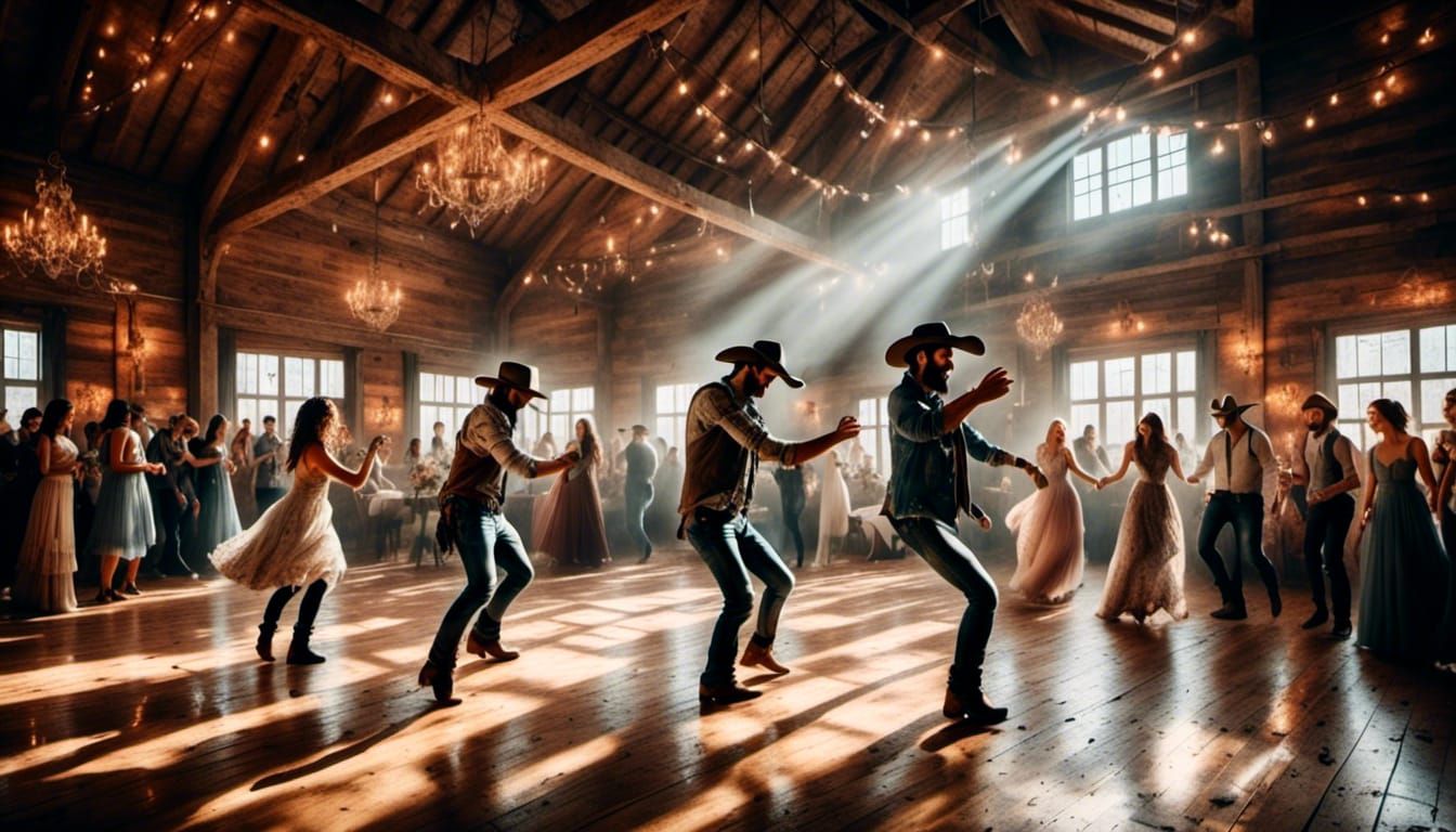 Indian Couples Dancing in a Country Dance Hall