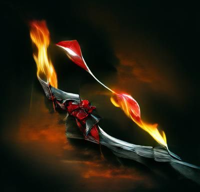 Carmine Flames Engulfing a Fiery Bow