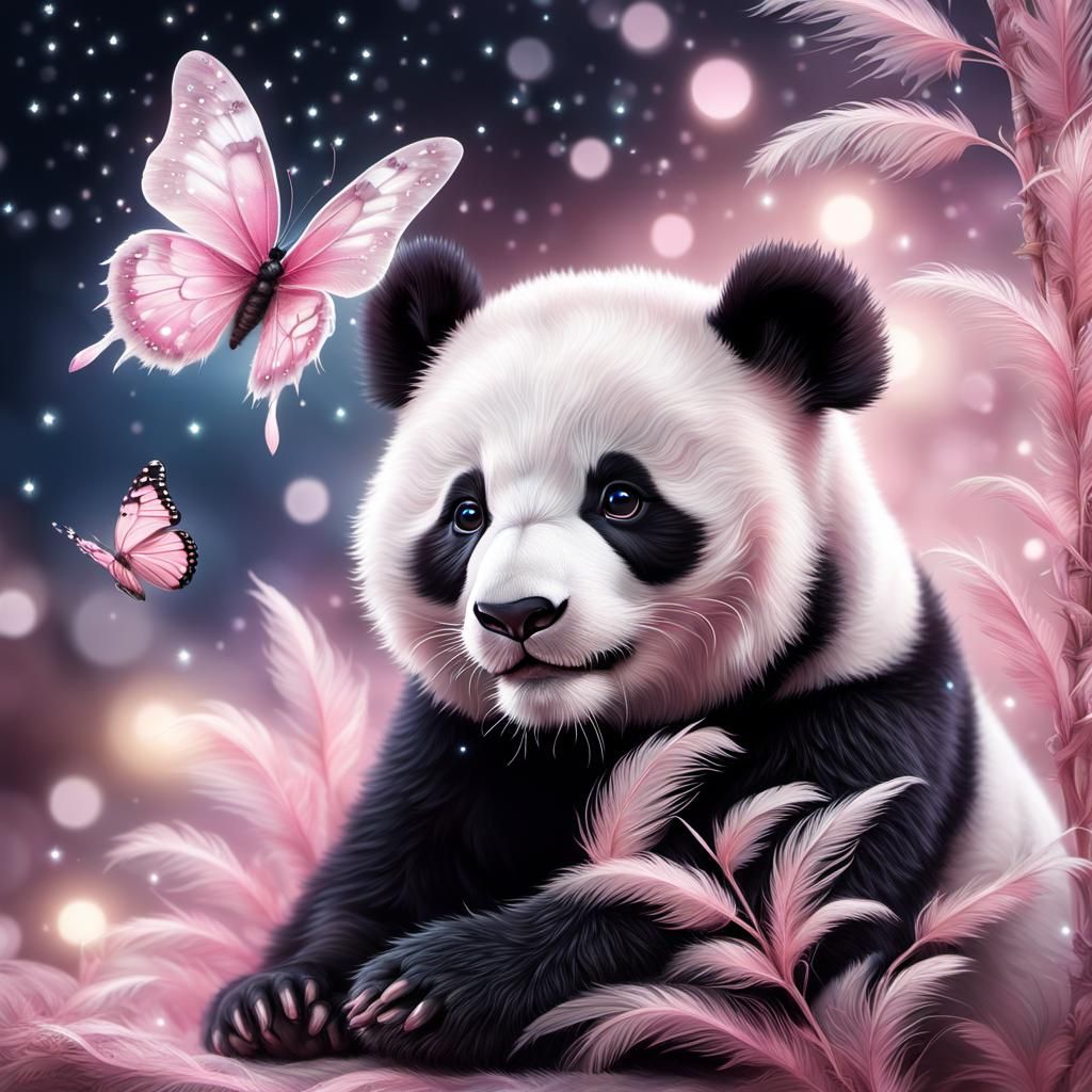A playful panda cub