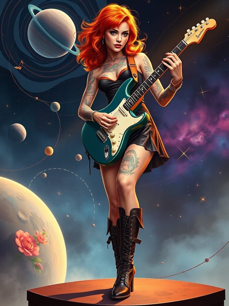 Electric Goddess in Cosmic Rockstar Attire