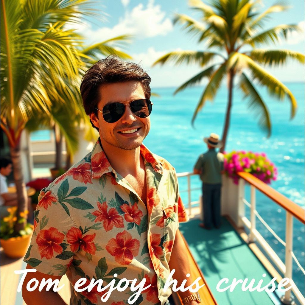 Tom Cruise in Hawaii Shirt on Cruise Ship