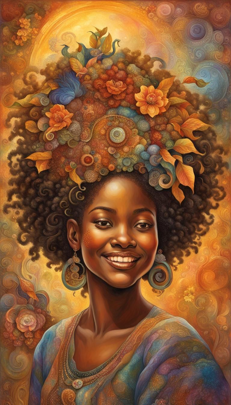 Radiant Girl in Mystical, Expressive Style