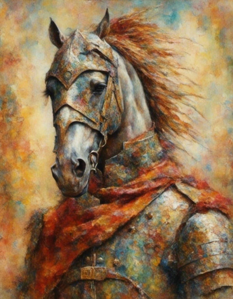 Armored Elf on Horseback: Old School Oil Painting