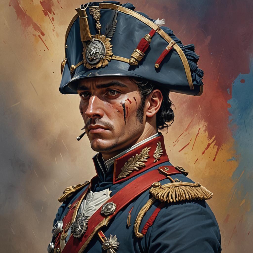 Napoleonic Soldier in Hyperrealistic Splash Art