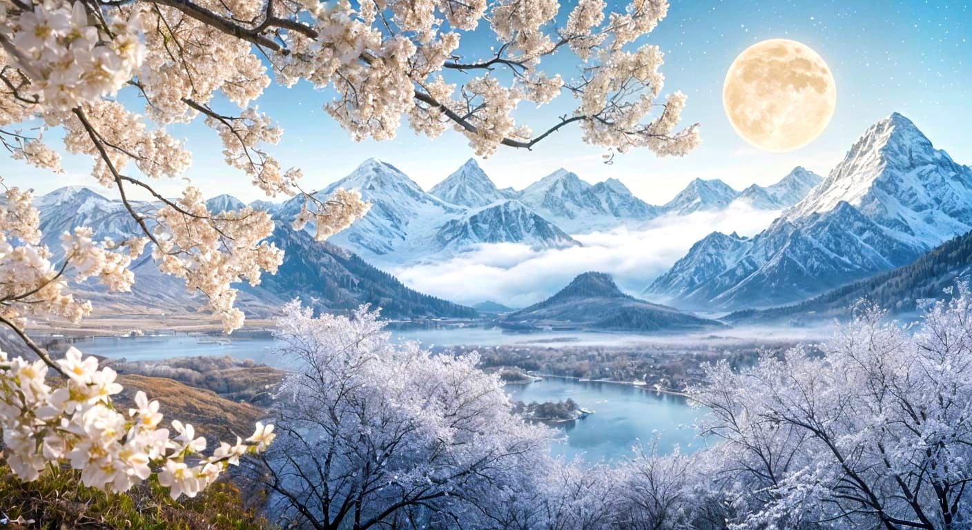 Ethereal Almond Blossoms in Luminous Mist Collage Art