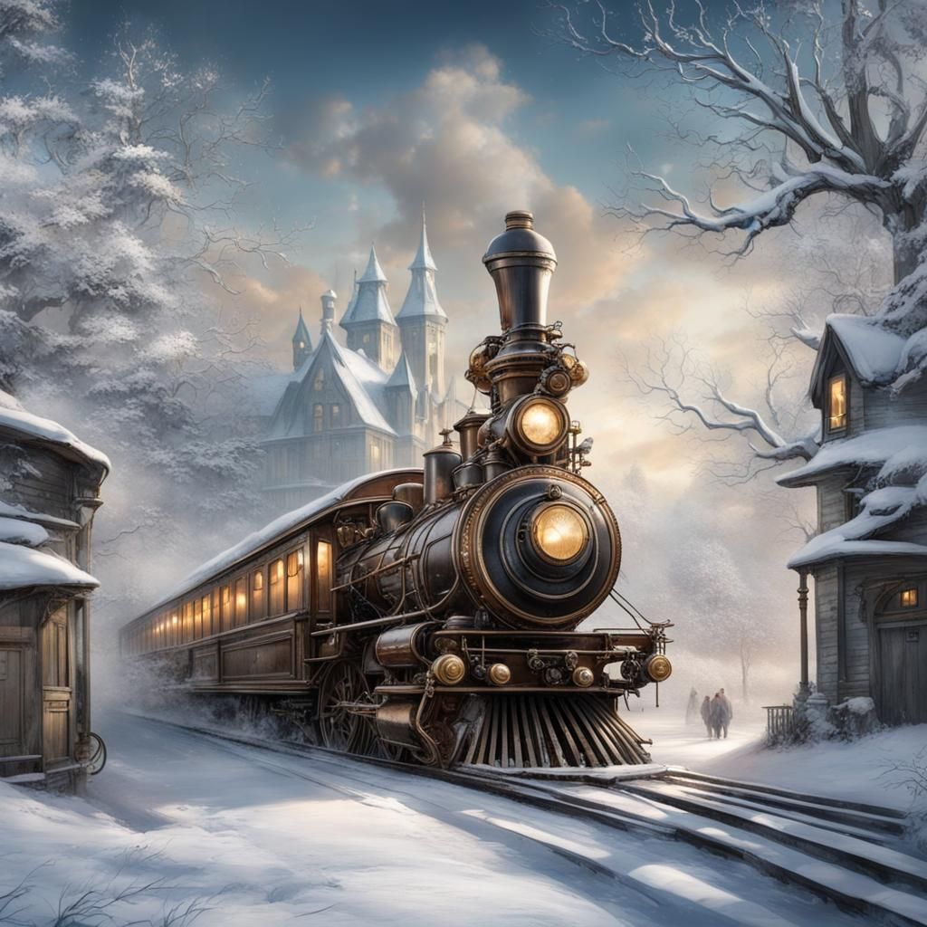 Steampunk Winter Wonderland: Victorian Machines in Snowy Lan...