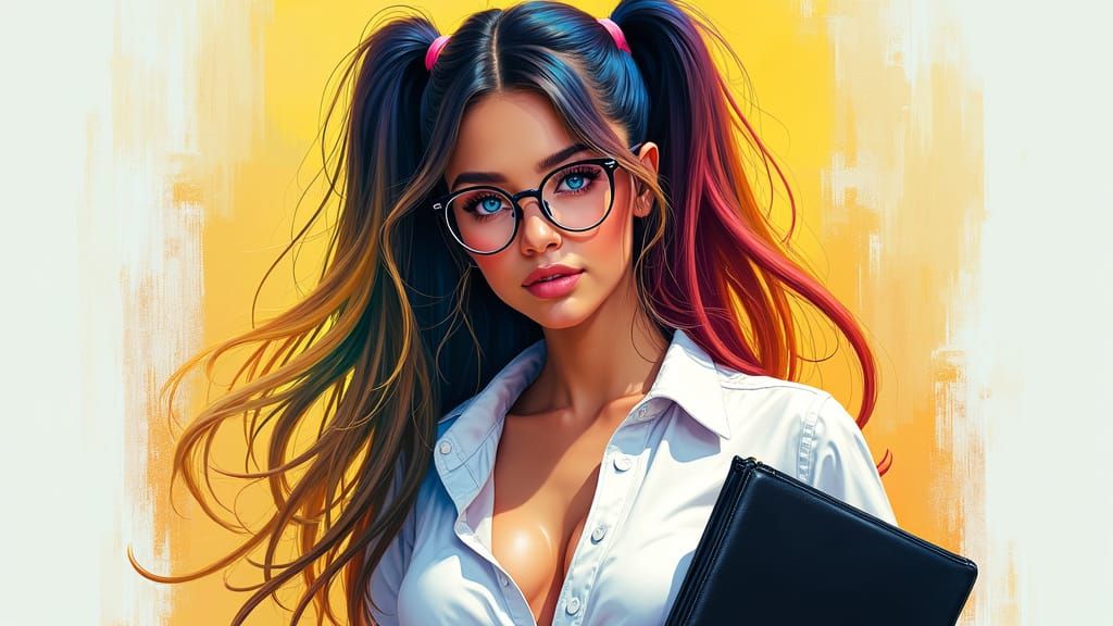 Vibrant Abstract Portrait of a Fitness Model