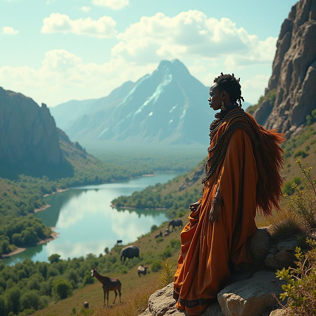 African Tribe Overlook Wildlife in Cinematic Style