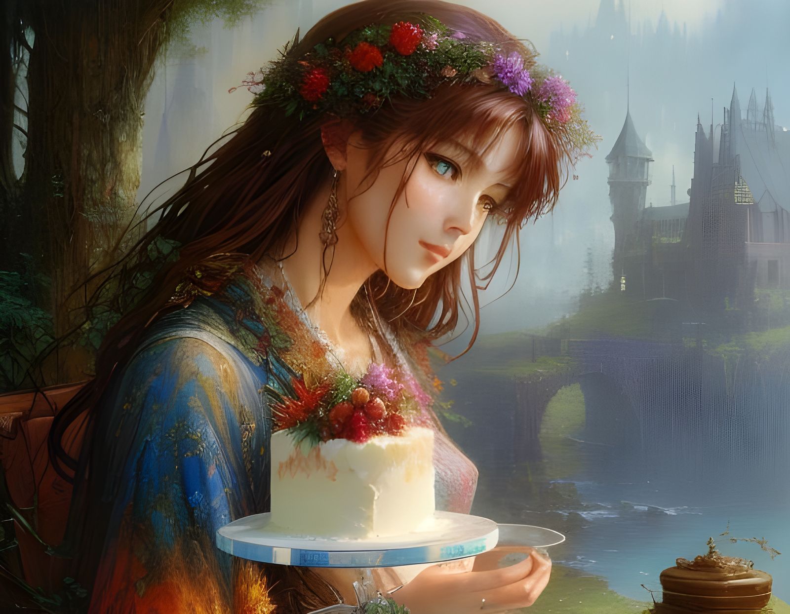 Magnificent Cake Sculpture in Watercolor Style