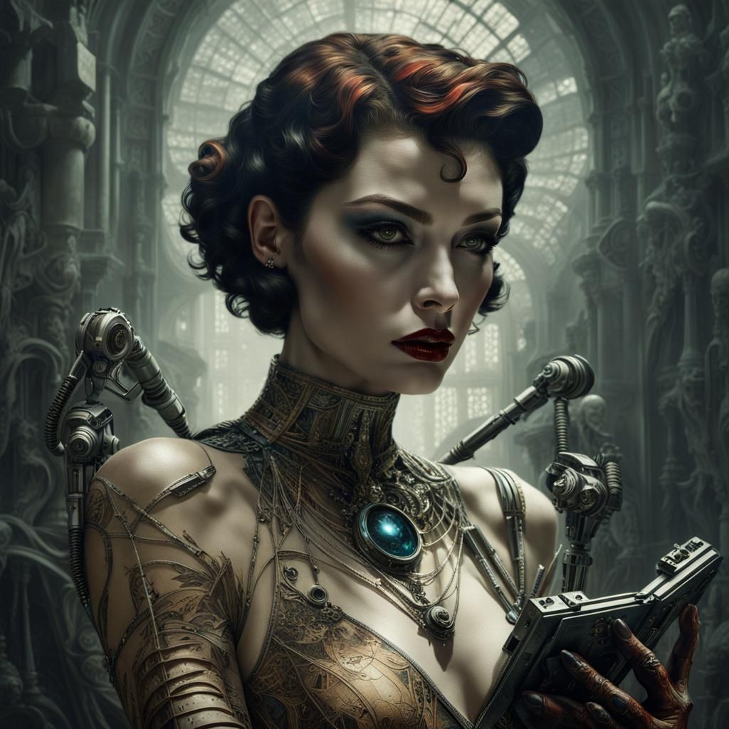 detailed fashion photography mixed ornate art nouveau gothic...