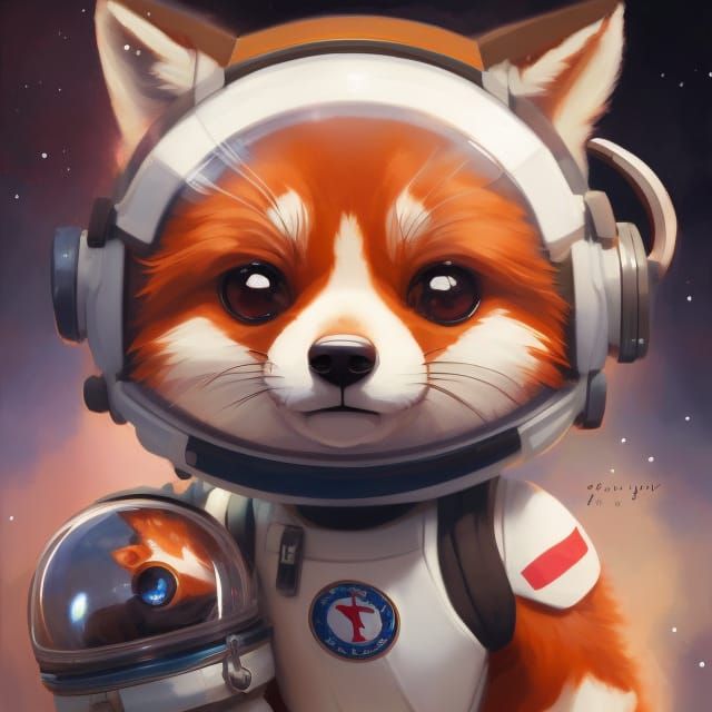 Adorable Fox Astronaut in Studio Ghibli Style