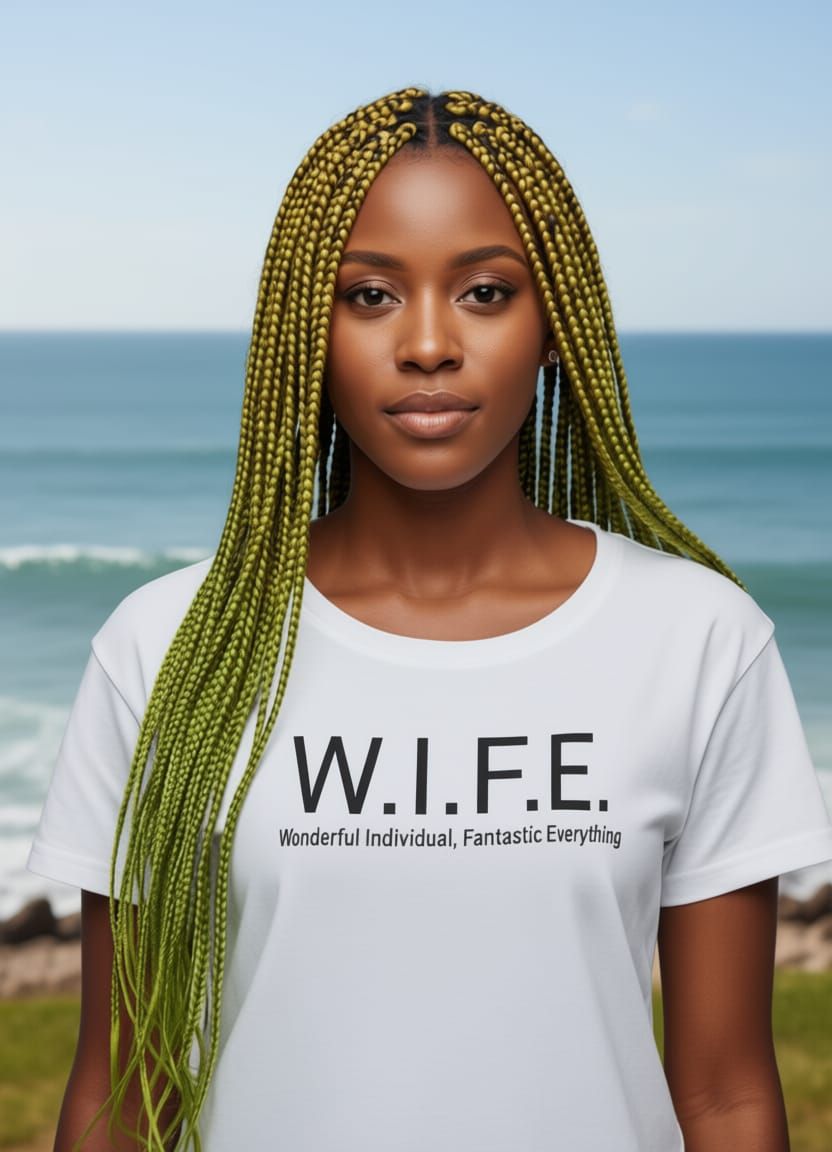 African American Woman with Blonde and Green Braids Outdoors