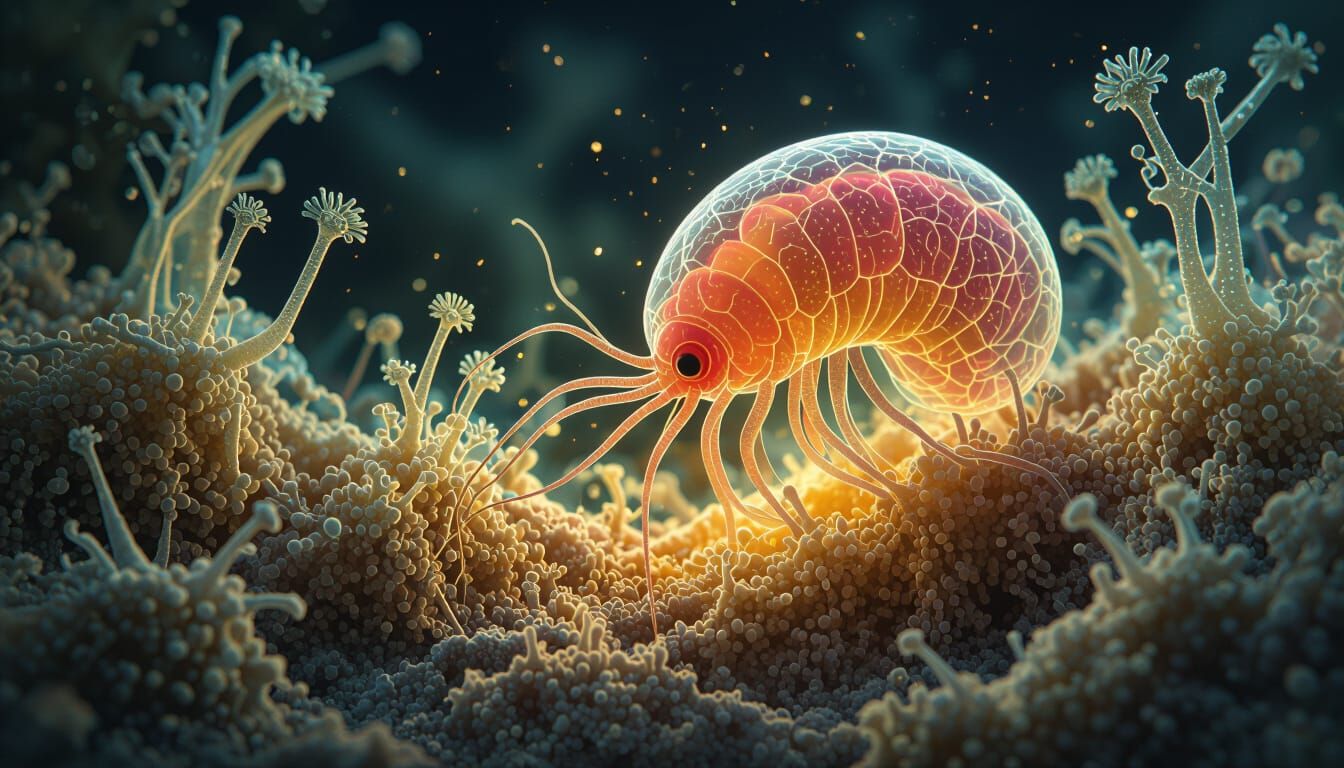 Microscopic Plasmodium and Mycelium in Haeckel Style