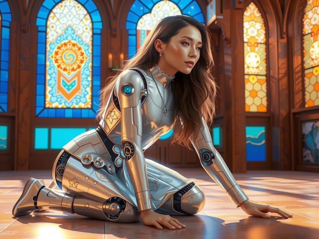 Futuristic Robot Woman in Devotion