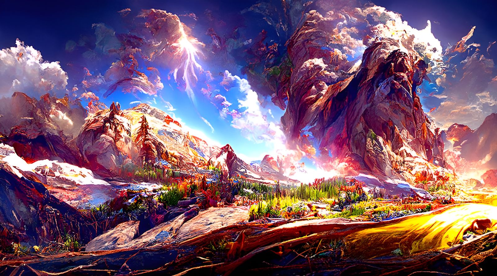 Rocky Mountain National Park Panorama in Digital Art Style