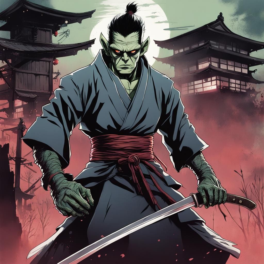 Frankenstein's Monster Samurai in Anime Style