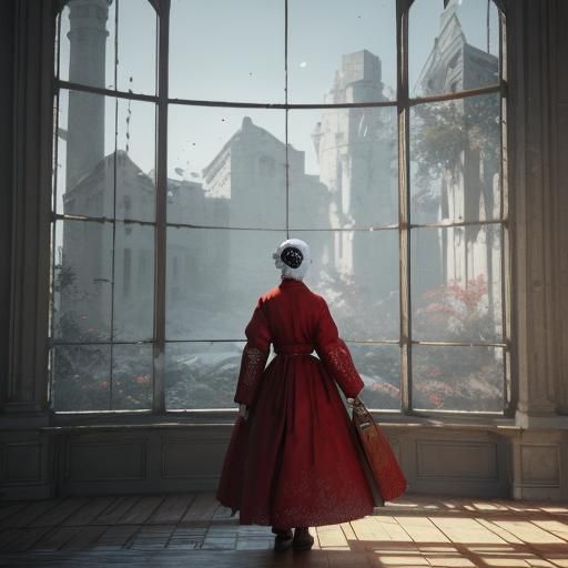 Blind Girl Hugging Jar in 3D Game Style