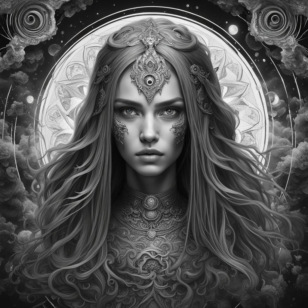 Zodiac Beauty: Black and White Fantasy Art