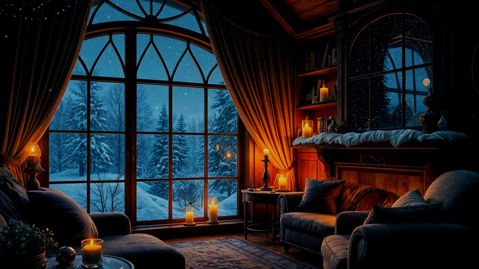 Cozy Winter Wonderland in Soft Candlelight