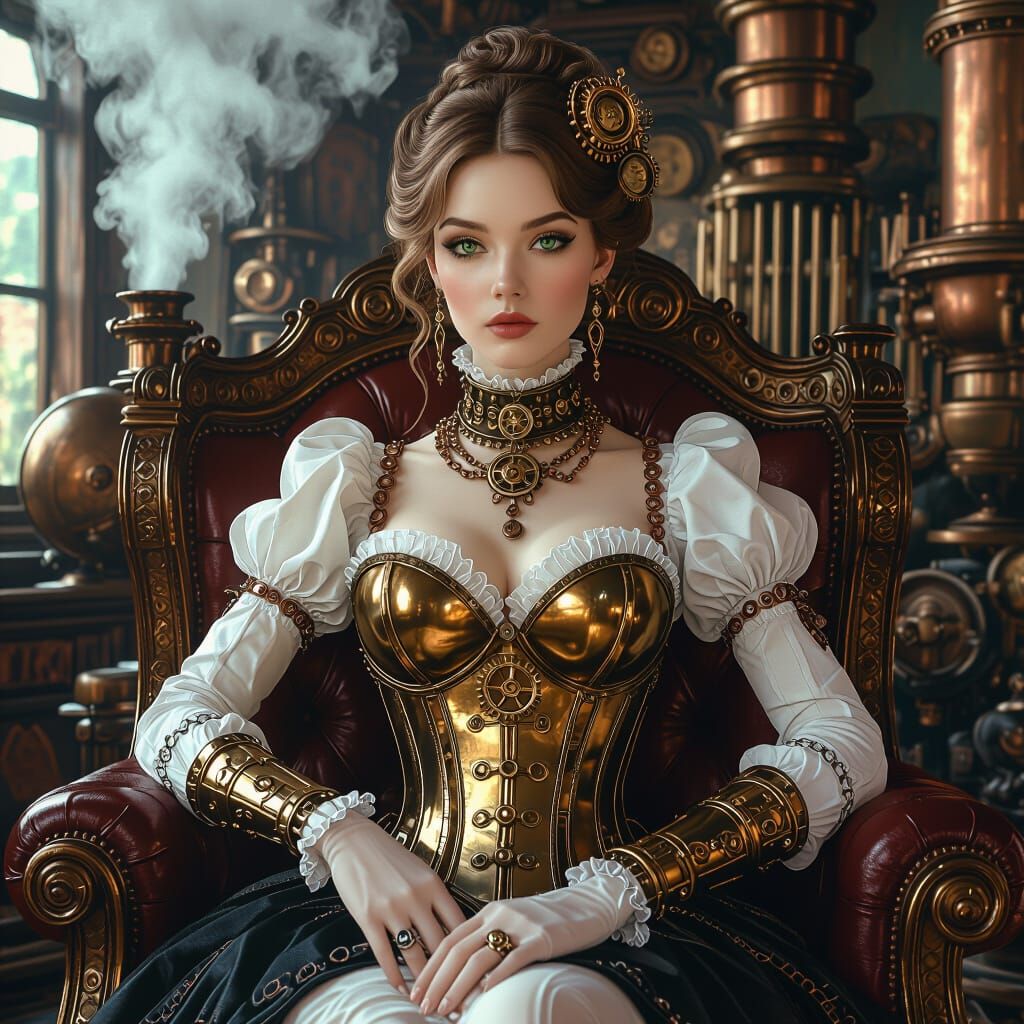 Steampunk Victorian Lady in Luxurious Parlor