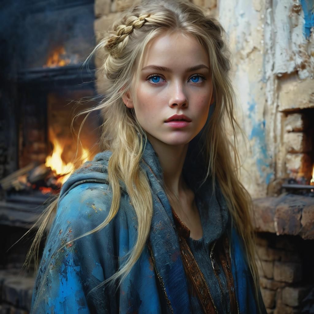 Detailed Portrait of a Blonde Woman, Fine Art Style